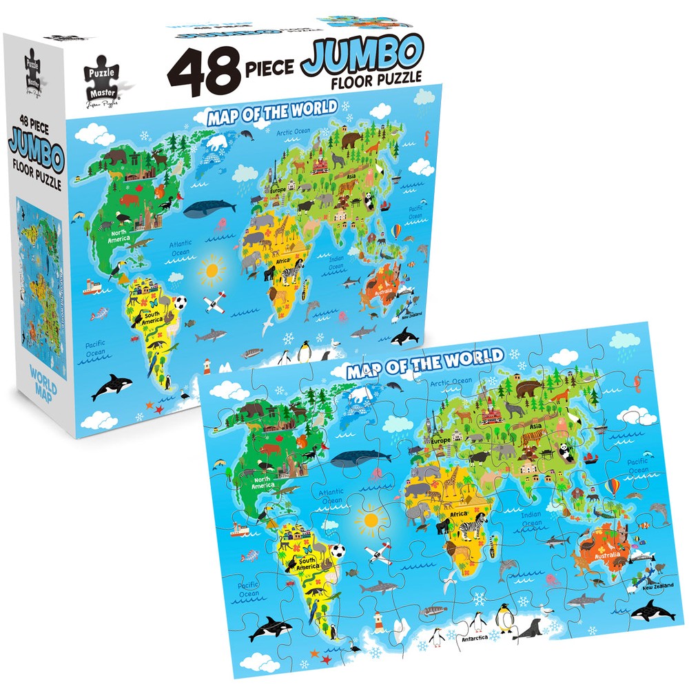 PREORDER Puzzle - BMS - 48 Piece Jumbo Floor World Map