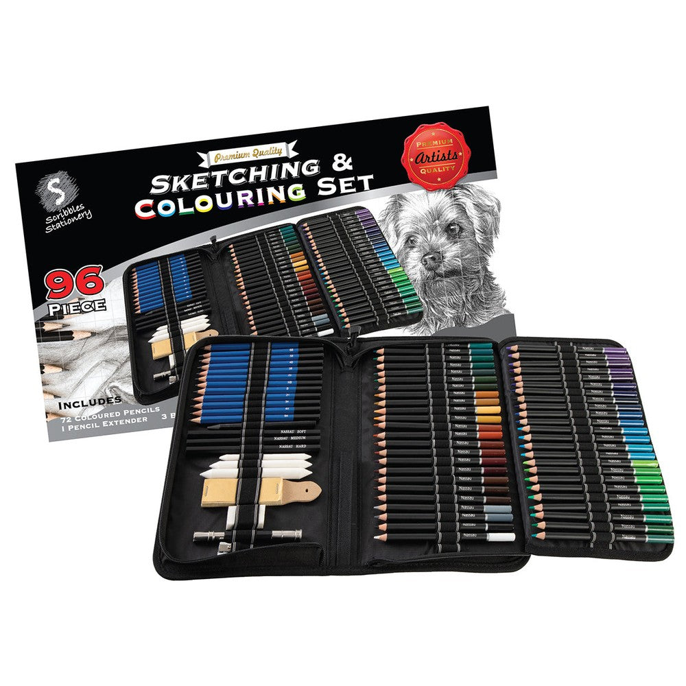 PREORDER 96 piece sketching and colouring set