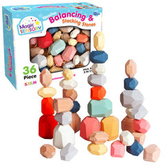 PREORDER 36-Piece Wooden Balancing & Stacking Stones