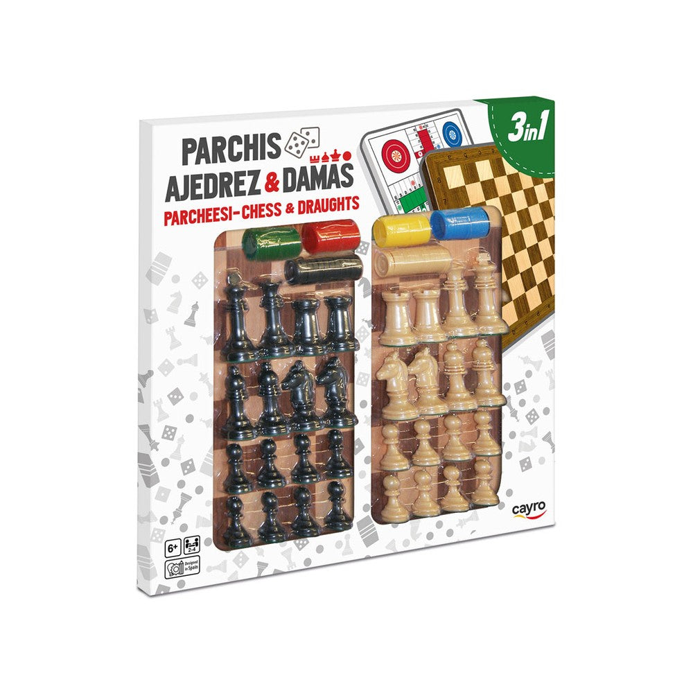 PREORDER Parcheesi-Chess-Draughts wth Accessories 40cm x 40cm