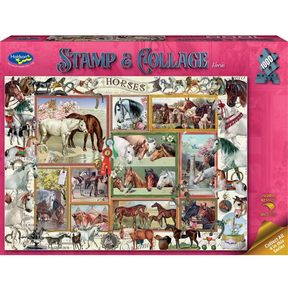 PREORDER Puzzle - Holdson - Stamp & Collage - 1000pc Puzzle - Horses