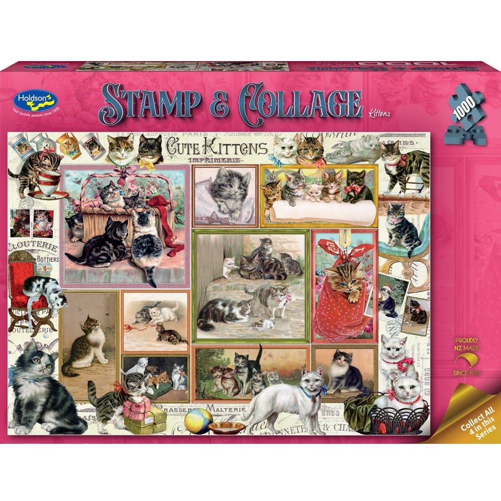 PREORDER Puzzle - Holdson - Stamp & Collage - 1000pc Puzzle- Kittens