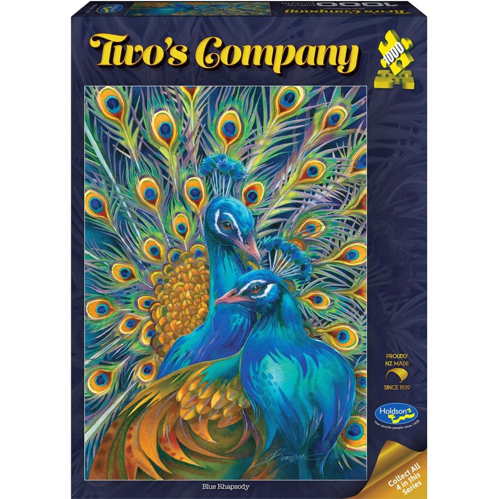 PREORDER Puzzle - Holdson - Twos Company - 1000pc Puzzle - Blue Rhapsody Peacock
