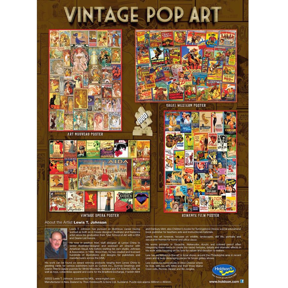 PREORDER Puzzle - Holdson - Vintage Pop Art - 1000pc Puzzle - SET OF FOUR (Master)