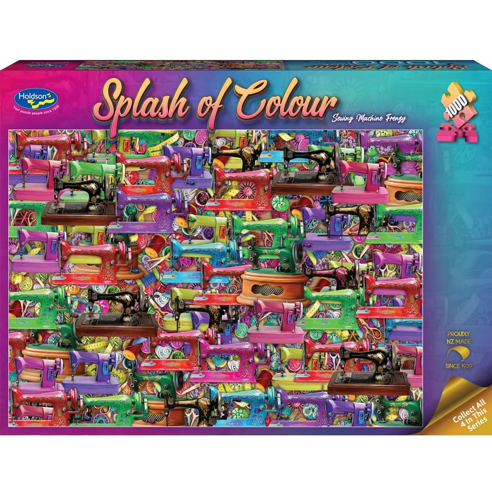 PREORDER Puzzle - Holdson - Splash of Colour - 1000pc Puzzle - Sewing Machine Frenzy