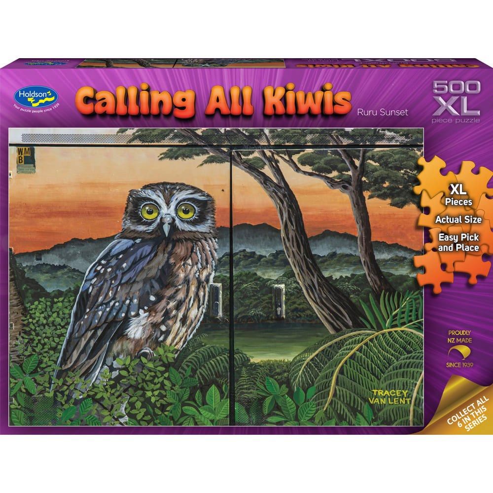 PREORDER Puzzle - Holdson - Calling All Kiwis - 500XLpc Puzzle - Ruru Sunset