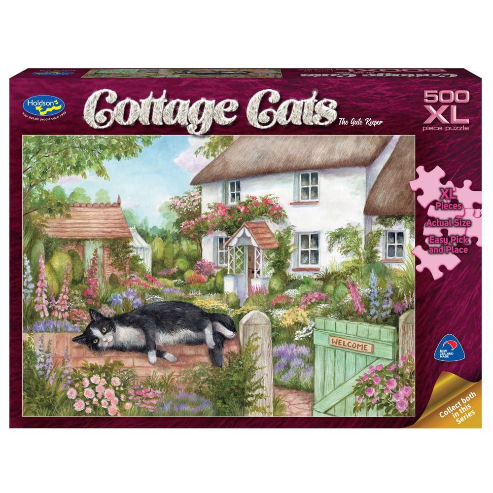 PREORDER Puzzle - Holdson - Cottage Cats - 500XLpc Puzzle - The Gate Keeper