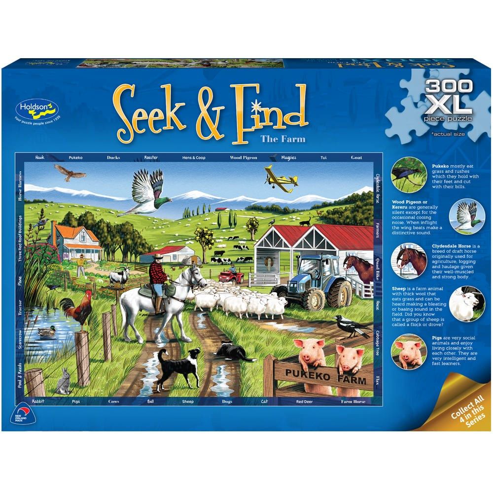 PREORDER Puzzle - Holdson - Seek & Find - 300XLpc Puzzle - The Farm