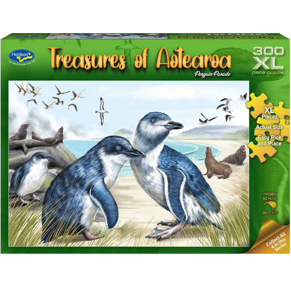 PREORDER Puzzle - Holdson - Treasures of Aotearoa S1 - 300XLpc Puzzle - Penguin Parade