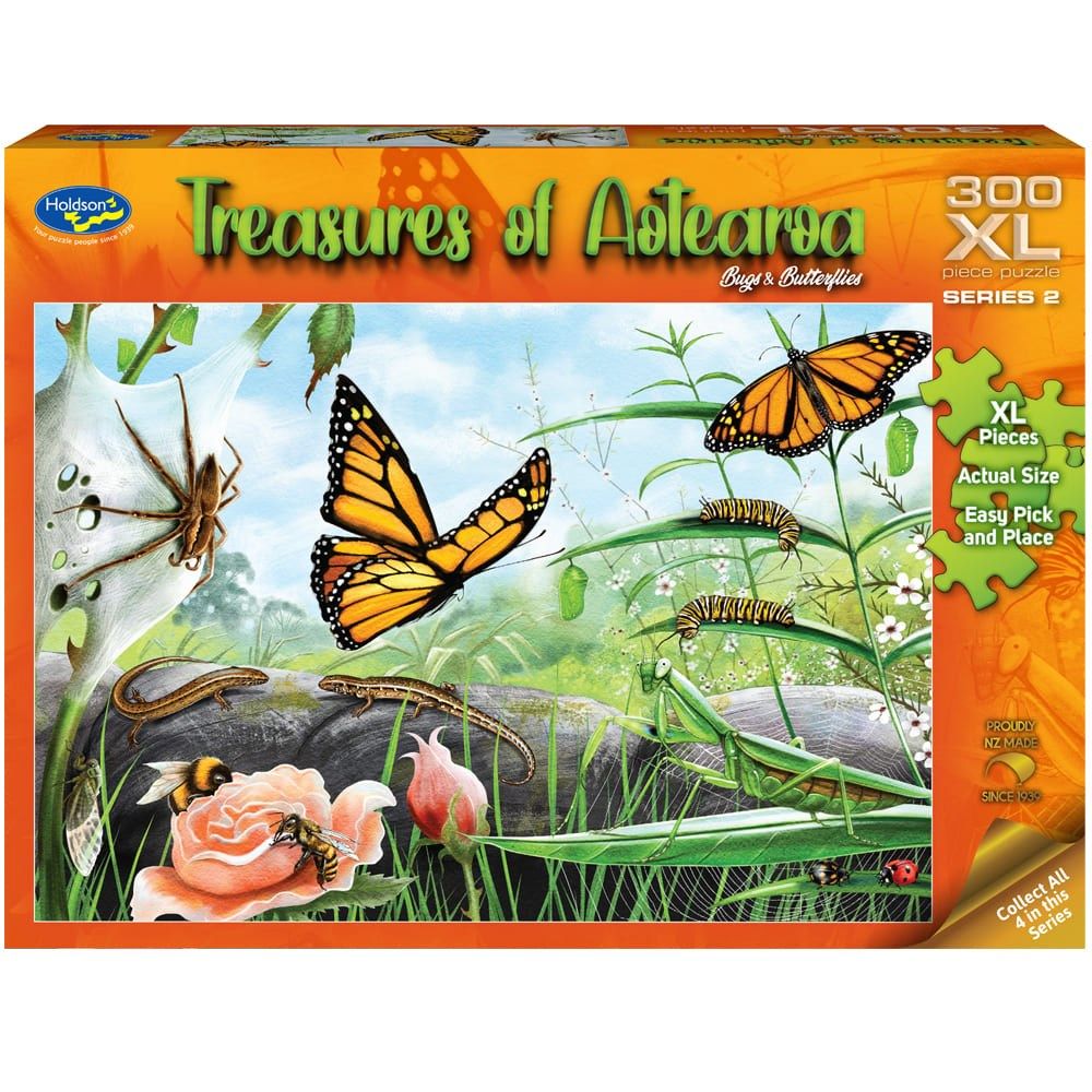 PREORDER Puzzle - Holdson - Treasures of Aotearoa S2 - 300XLpc Puzzle - Bugs & Butterfly