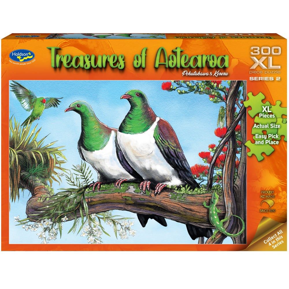 PREORDER Puzzle - Holdson - Treasures of Aotearoa S2 - 300XLpc Puzzle - Pohutukawa & Kereru