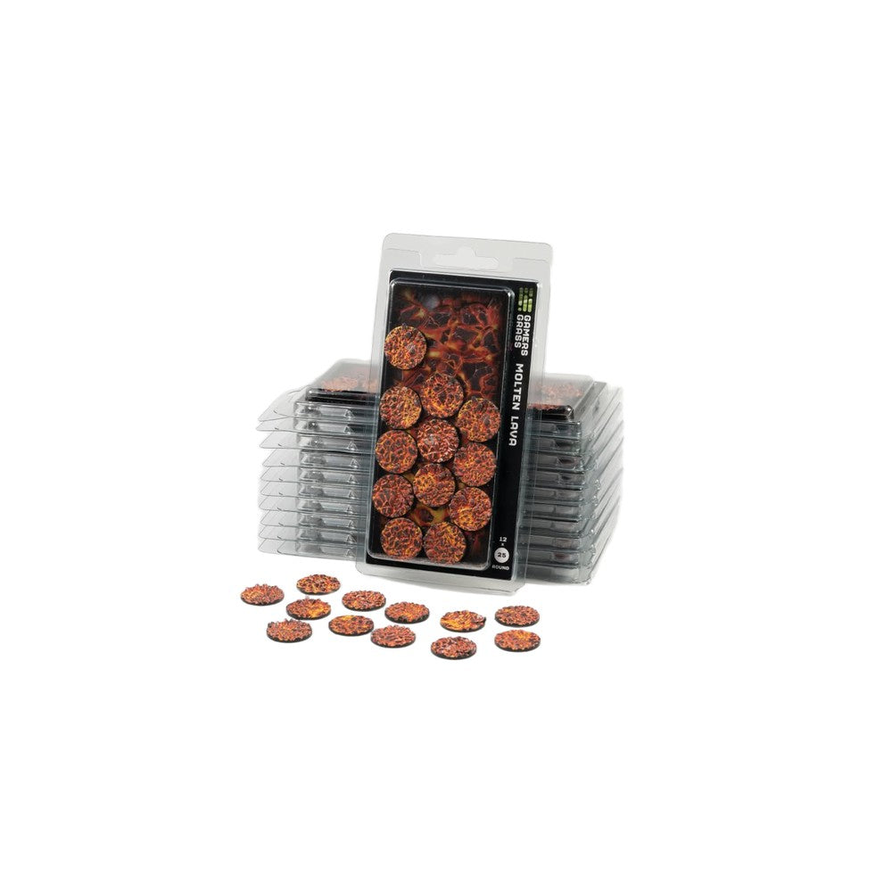 PREORDER Gamers Grass - Battle Ready Toppers - Molten Lava - Round 25mm (x12)