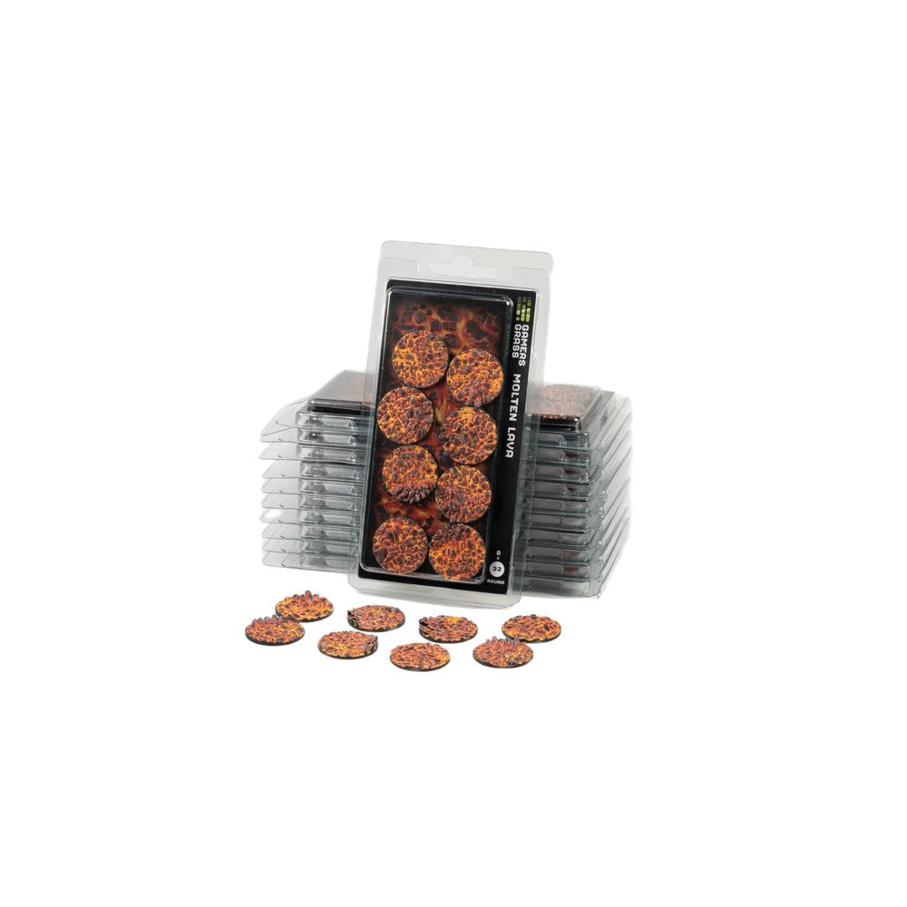 PREORDER Gamers Grass - Battle Ready Toppers - Molten Lava - Round 32mm (x8)