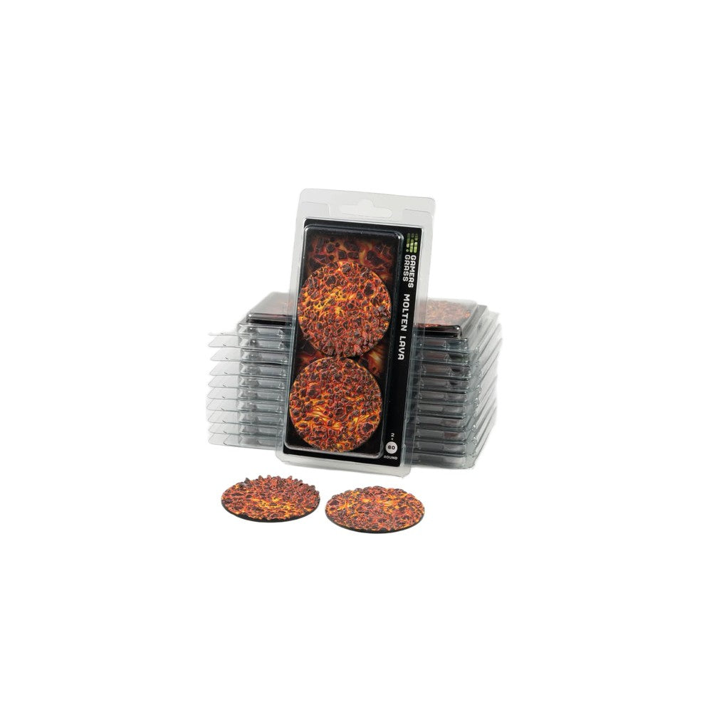 PREORDER Gamers Grass - Battle Ready Toppers - Molten Lava - Round 60mm (x2)
