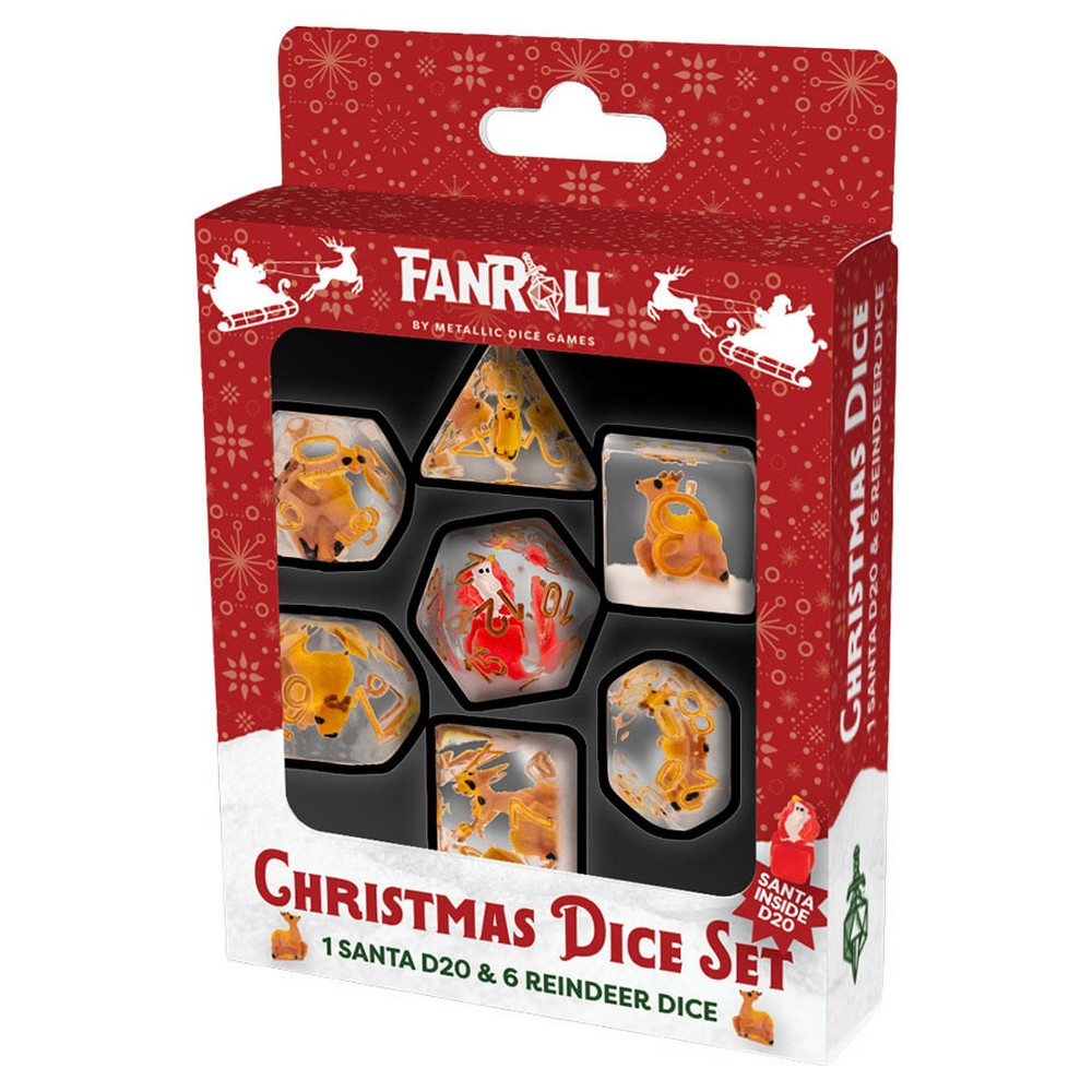 PREORDER Fanroll: Christmas Resin Dice Set: Reindeer + Santa d20
