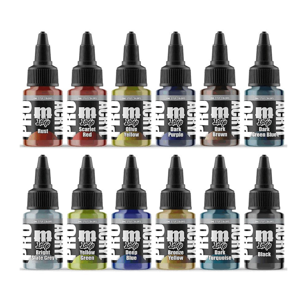 PREORDER Monument Hobbies - Pro Acryl 1 Step Paint Set #2 - 12 Colors