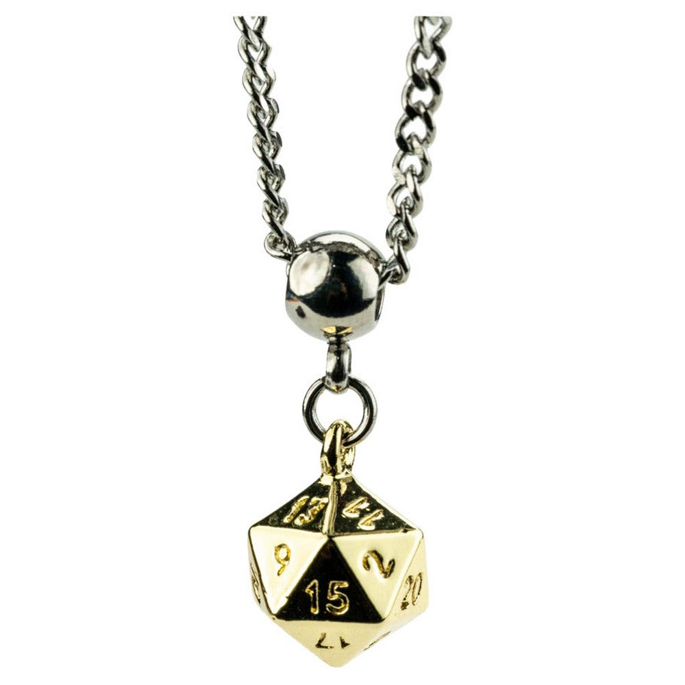 PREORDER Fanroll: D20 Dice Necklace: Gold Metal