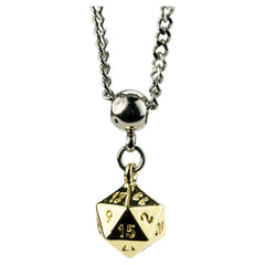 PREORDER Fanroll: D20 Dice Necklace: Gold Metal