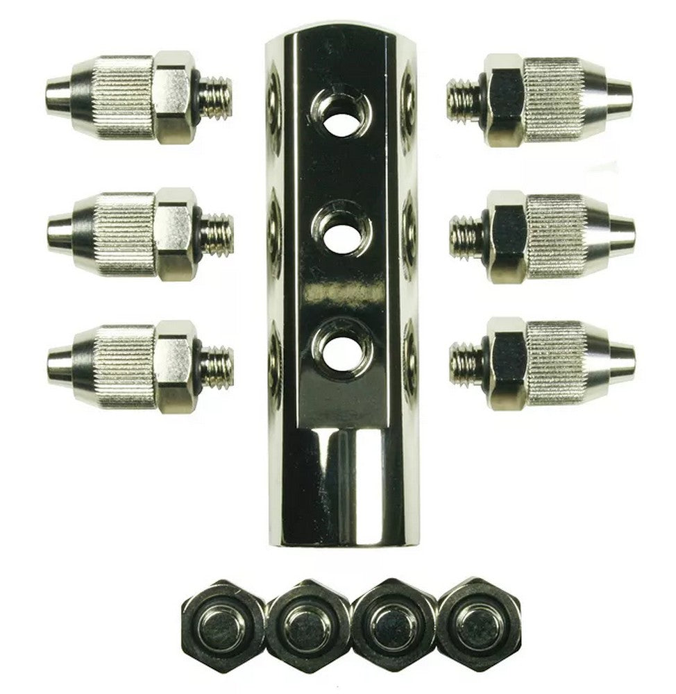 PREORDER H&S Airbrushes - 2 till 6 manifold G 1/4 f thread - 6 connnect M5 for hose 4x6mm + 4 screws M5