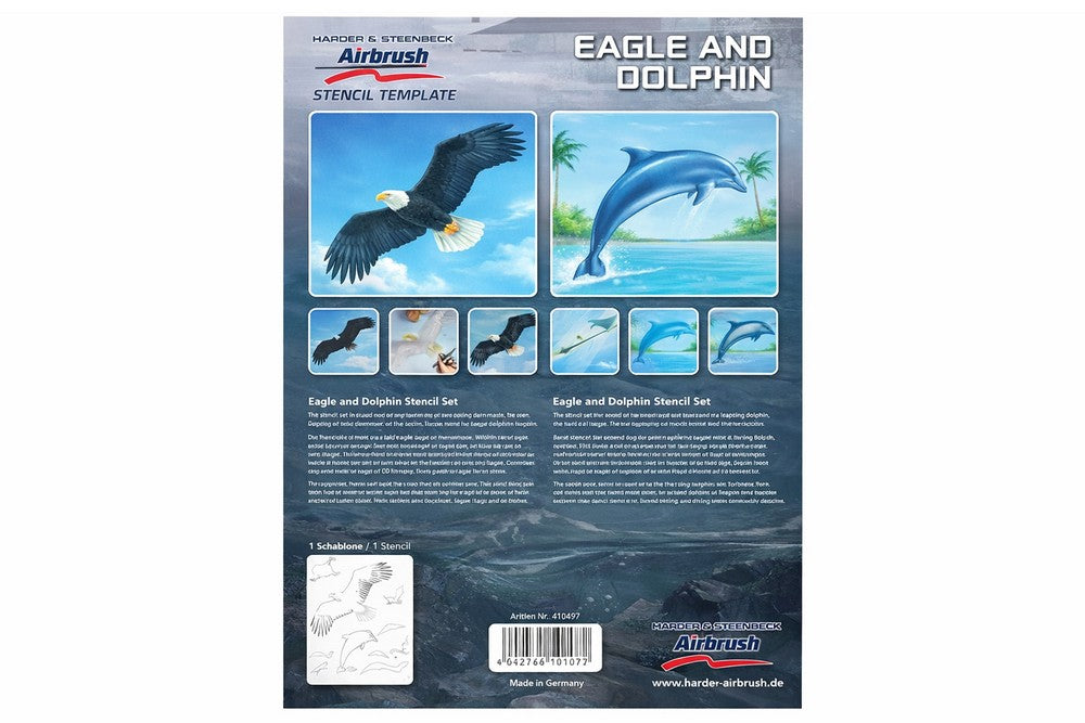 PREORDER H&S Airbrushes - stencil animals (eagle and dolphin) 1 template - ~A4 - solvent resistent