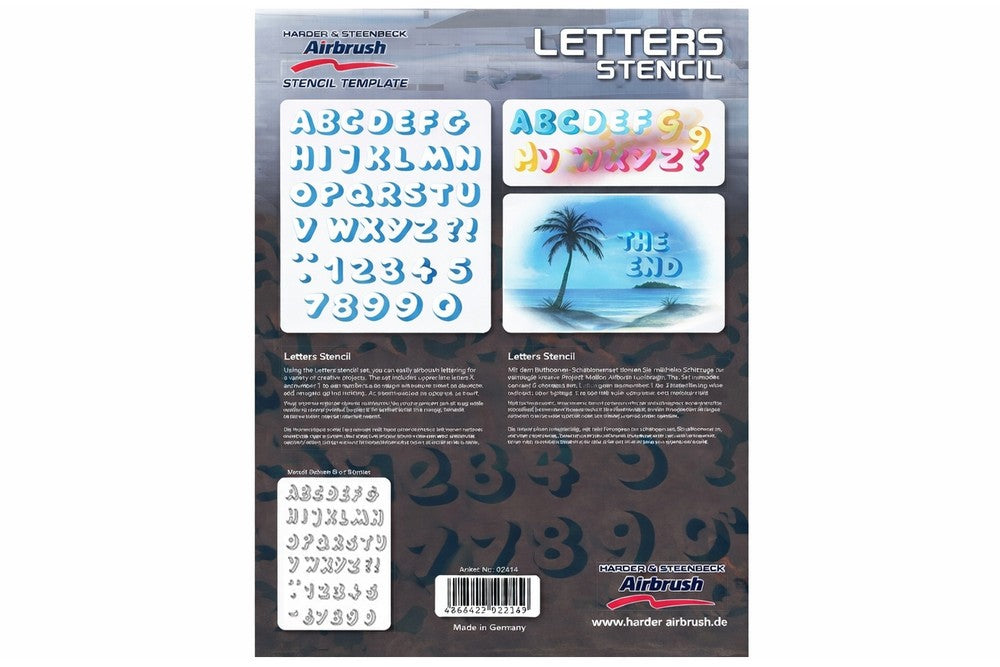 PREORDER H&S Airbrushes - stencil step by step letters 1 template - ~A4 - solvent resistent