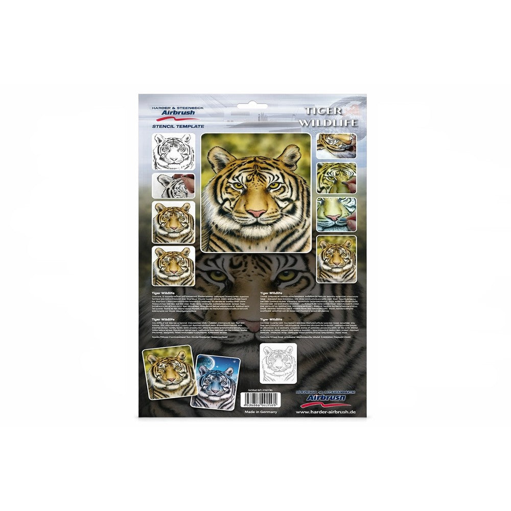 PREORDER H&S Airbrushes - stencil Tiger Wildlife 1 stemplate - ~A4 - solvent resistent
