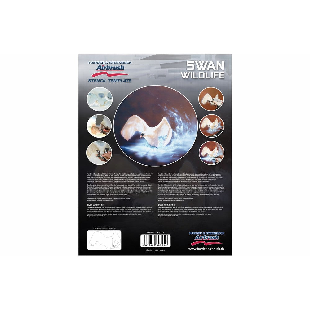 PREORDER H&S Airbrushes - stencil Swan Wildlife - set 2 templates - ~A4 - solvent resistent