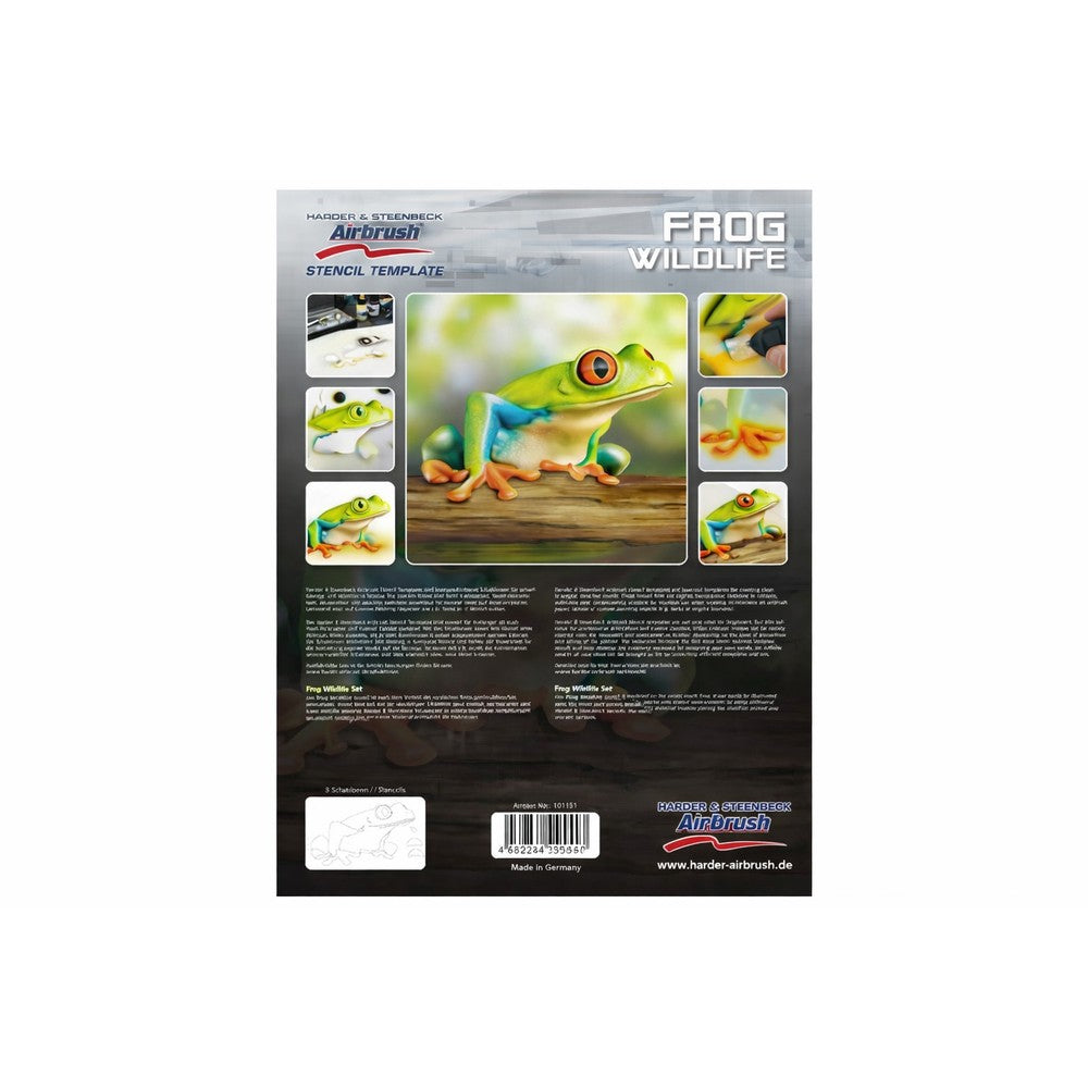 PREORDER H&S Airbrushes - stencil Frog Wildlife - set 3 templates - ~A4 - solvent resistent