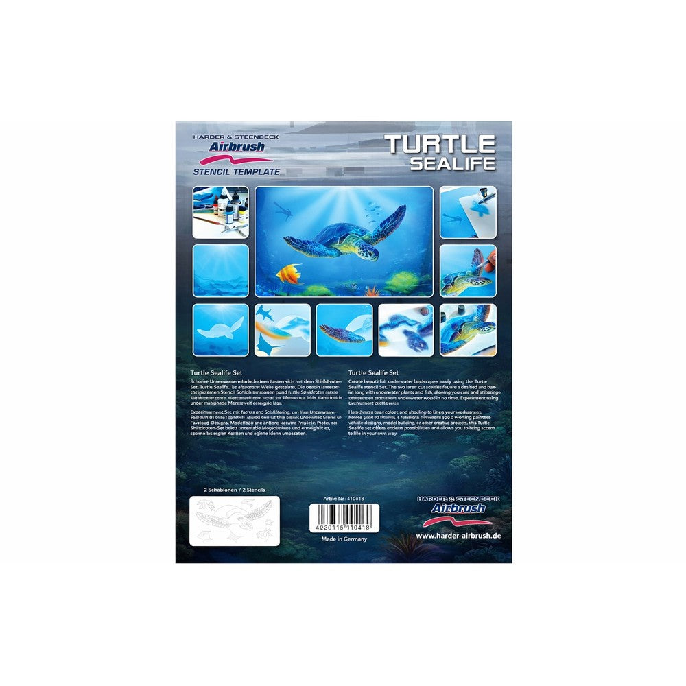 PREORDER H&S Airbrushes - stencil Turtle Sealife 1 template - ~A4 - solvent resistent