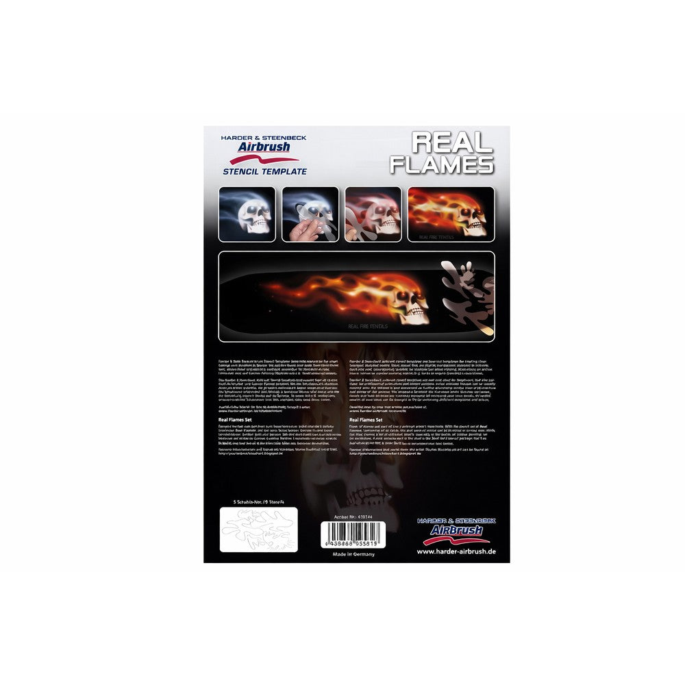 PREORDER H&S Airbrushes - stencil set Real Flames template (6-part) - ~A4 - solvent resistent
