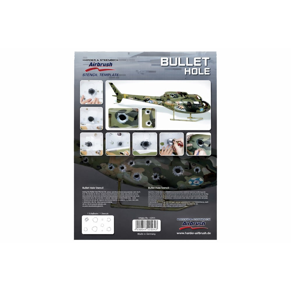 PREORDER H&S Airbrushes - stencil bullet hole 1 template - ~A4 - solvent resistent