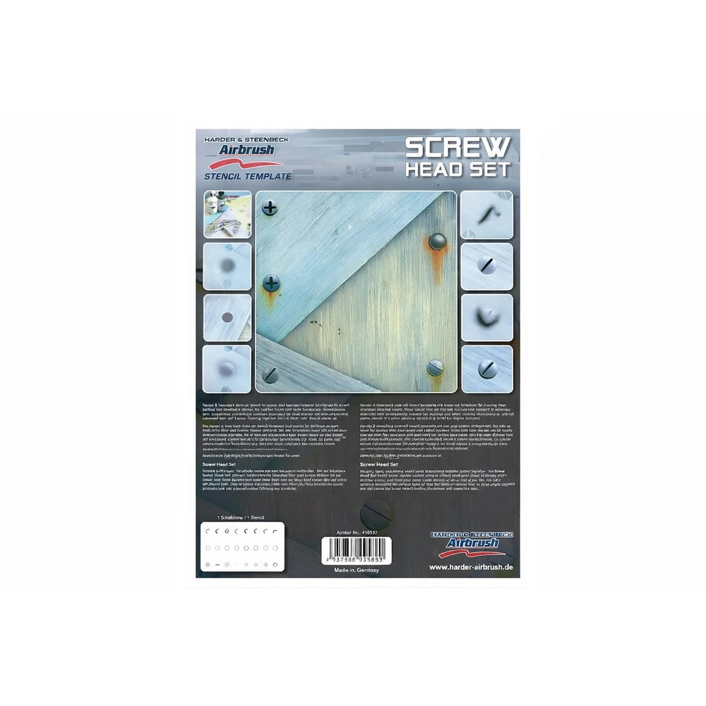 PREORDER H&S Airbrushes - stencil screw 1 template - ~A4 - solvent resistent