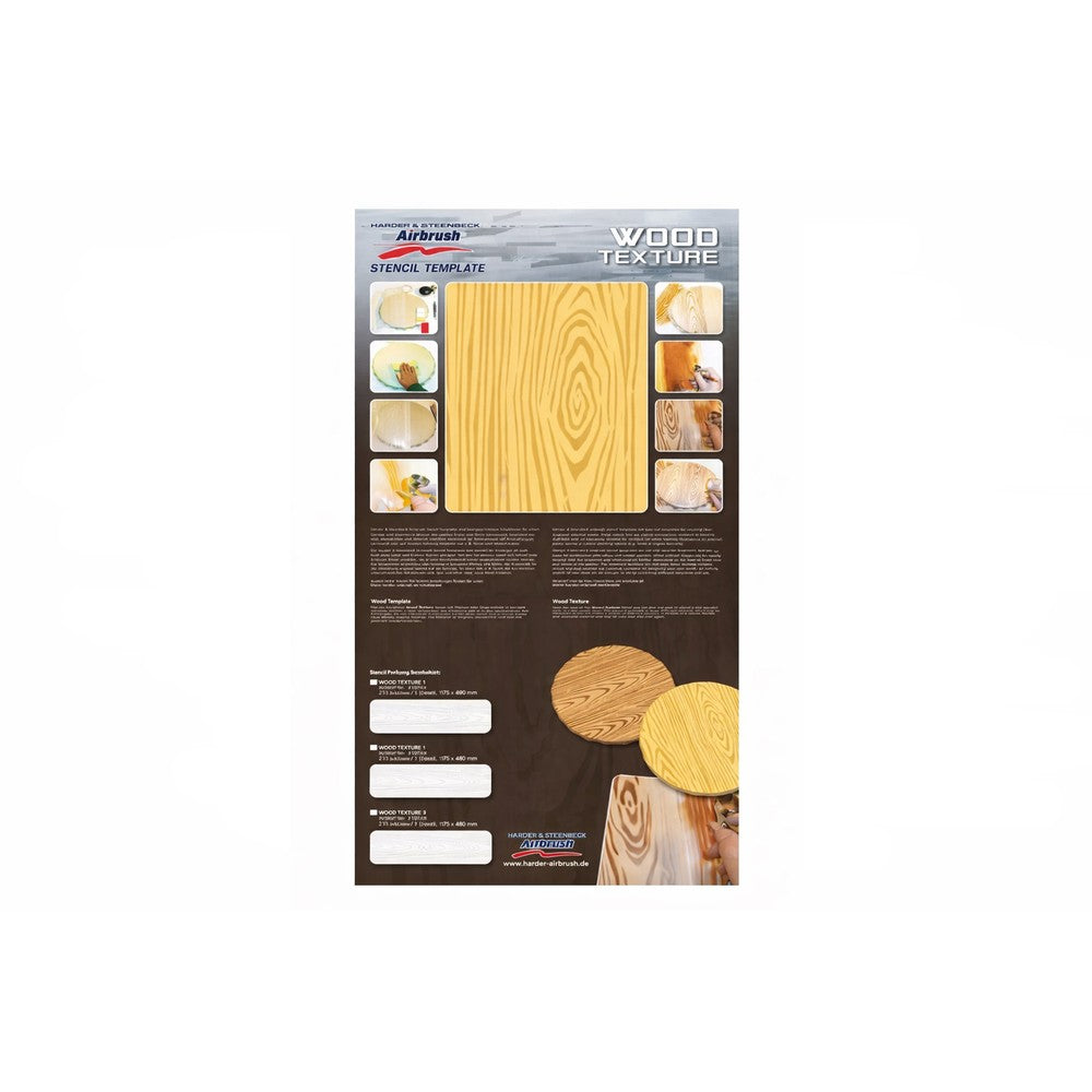 PREORDER H&S Airbrushes - stencil Wood Texture 3 1 template - 170 x 420 mm - solvent resistant