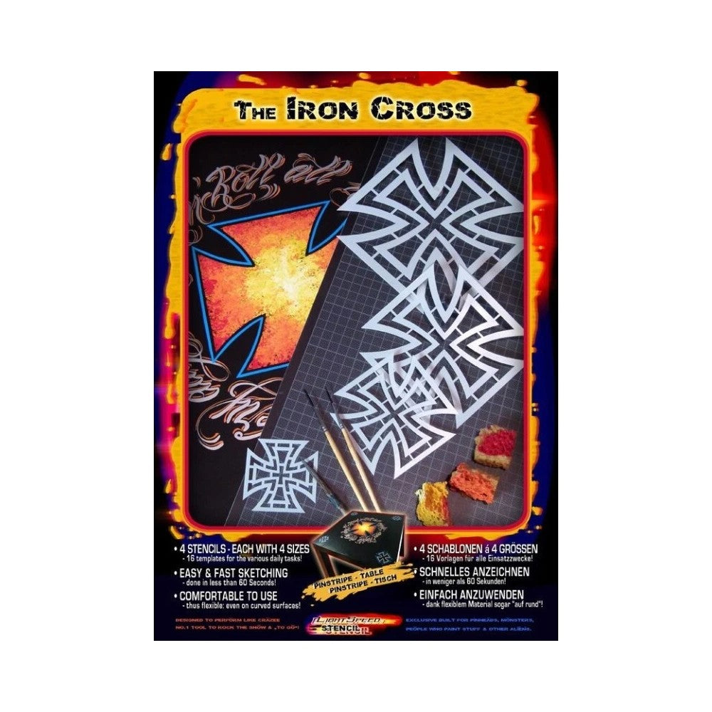PREORDER H&S Airbrushes - Stencil Iron-Cross Lightspeed-Stencil 4 templates - solvent resistent
