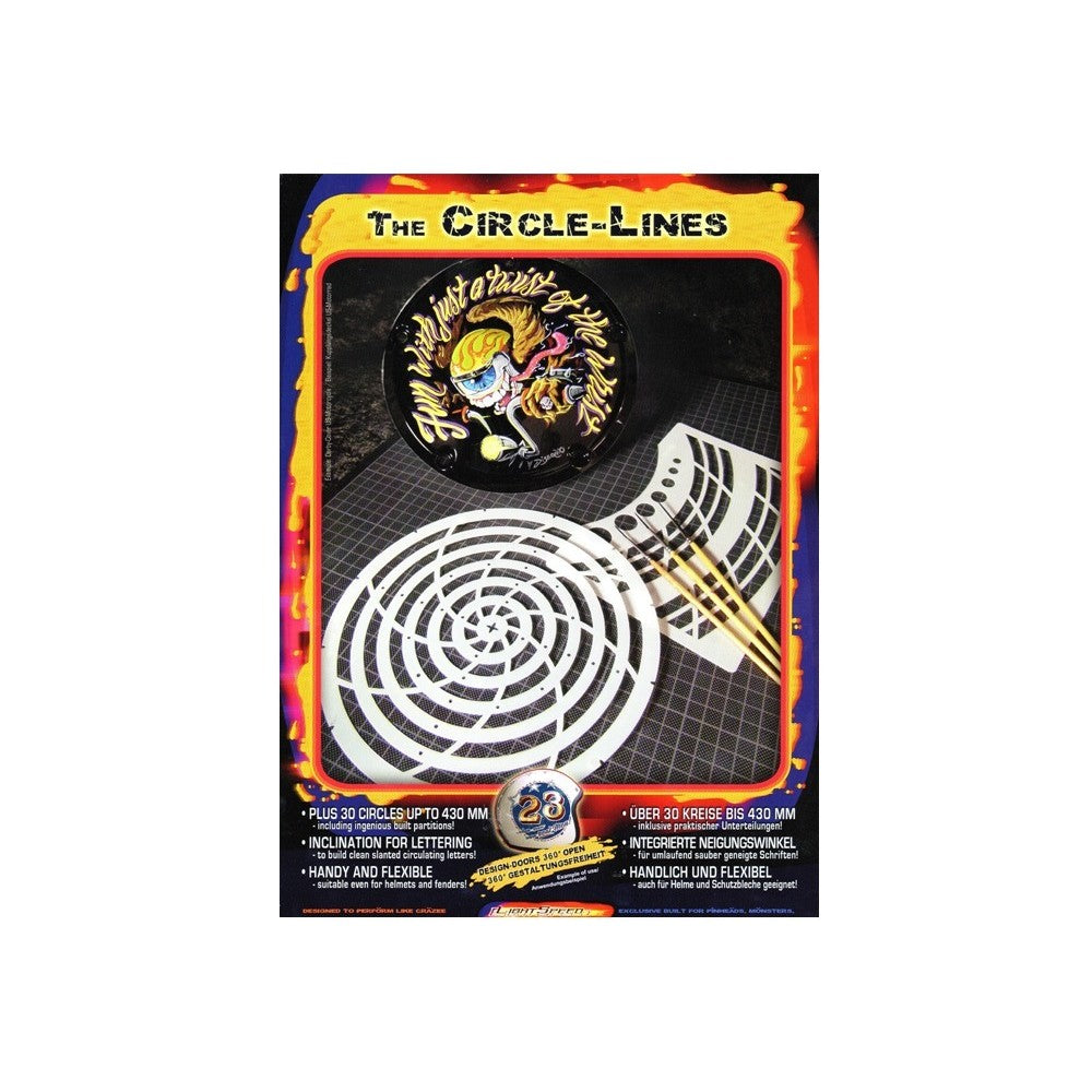 PREORDER H&S Airbrushes - Stencil Circle-Lines 2 templates - 210x210 mm - A5 - solvent resistent