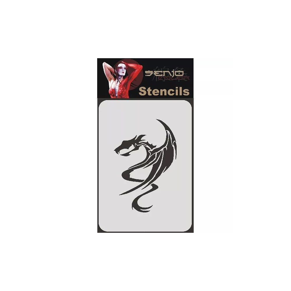 PREORDER H&S Airbrushes - Senjo-Color stencil - A4 bodyart stencil - dragon 1