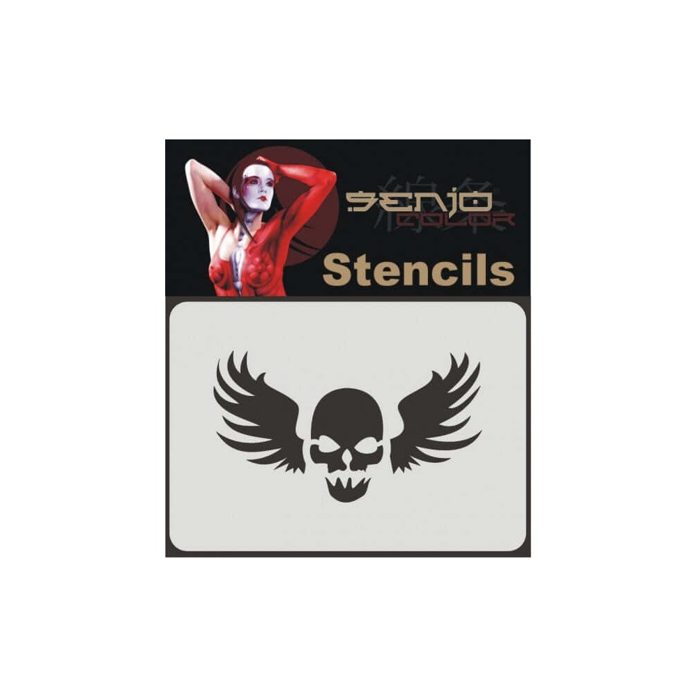 PREORDER H&S Airbrushes - Senjo-Color stencil - A6 bodyart stencil - scull tattoo 1