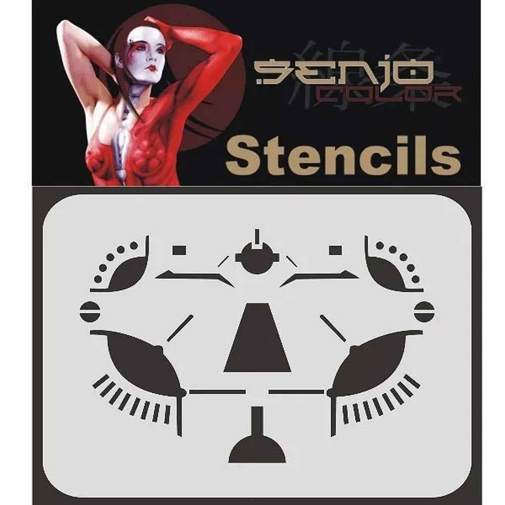 PREORDER H&S Airbrushes - Senjo-Color stencil - A4 Face ART stencil - robot 2