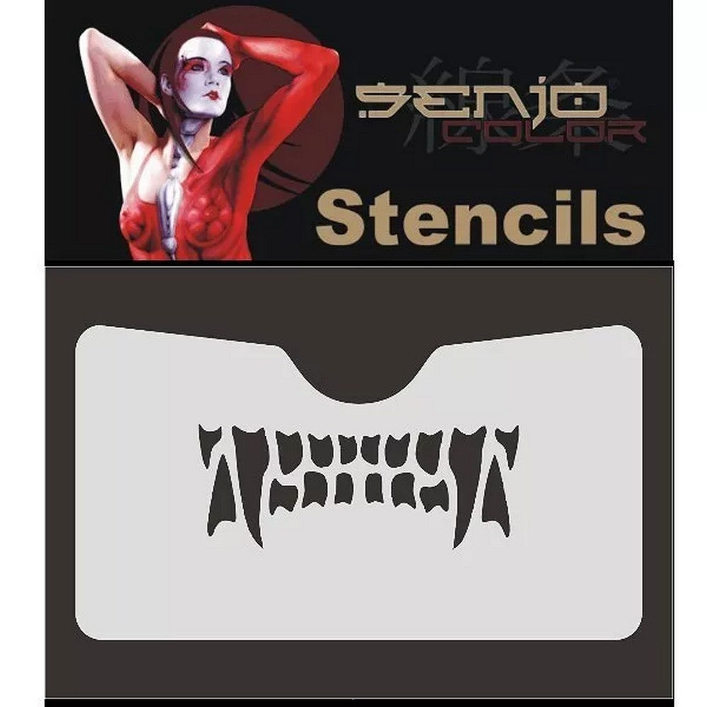 PREORDER H&S Airbrushes - Senjo-Color stencil - 185 x 85 mm Face ART stencil - teeth 1