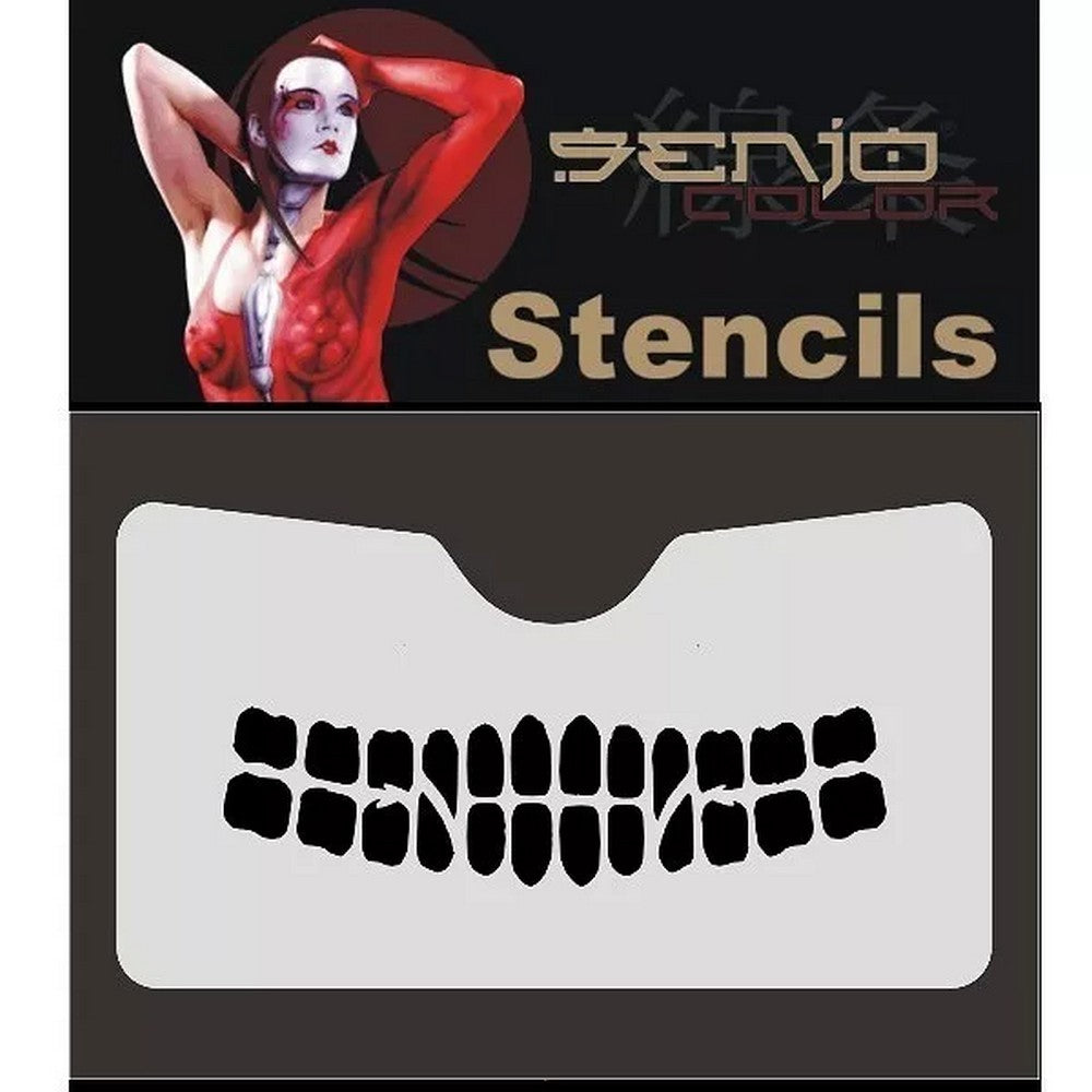 PREORDER H&S Airbrushes - Senjo-Color stencil - 185 x 85 mm Face ART stencil - teeth 2