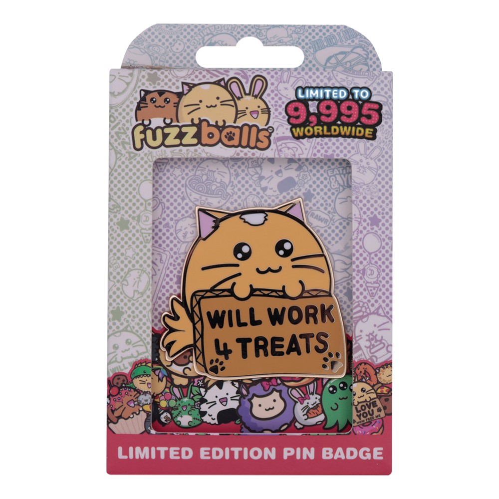 PREORDER Fuzzballs Whisky Will Work 4 Treats Pin Badge - Limited Edition
