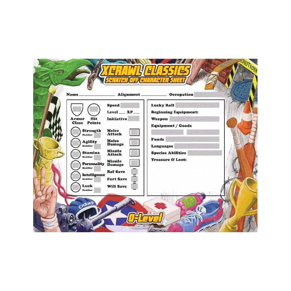 PREORDER XCrawl - 0-Level Scratch-Off Character Sheets