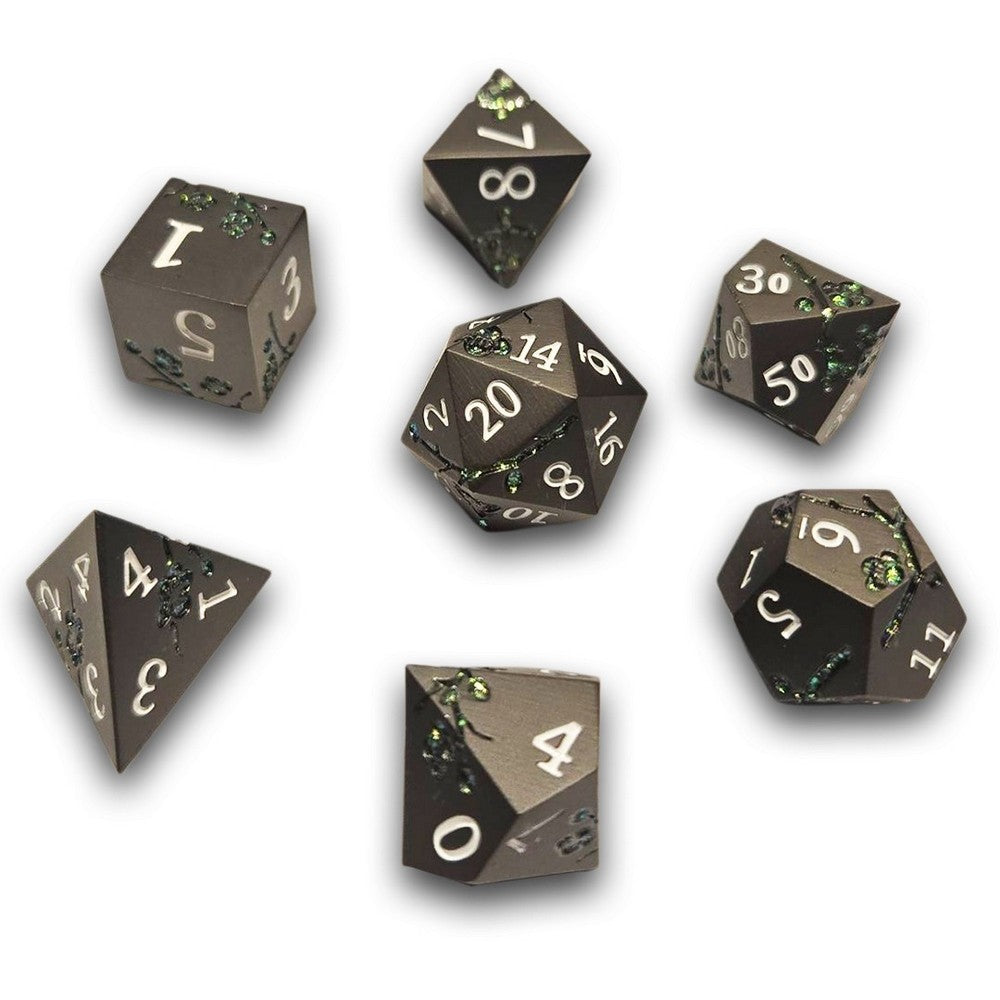 PREORDER Chronicle - Black Green Sakura Metal Dice Set