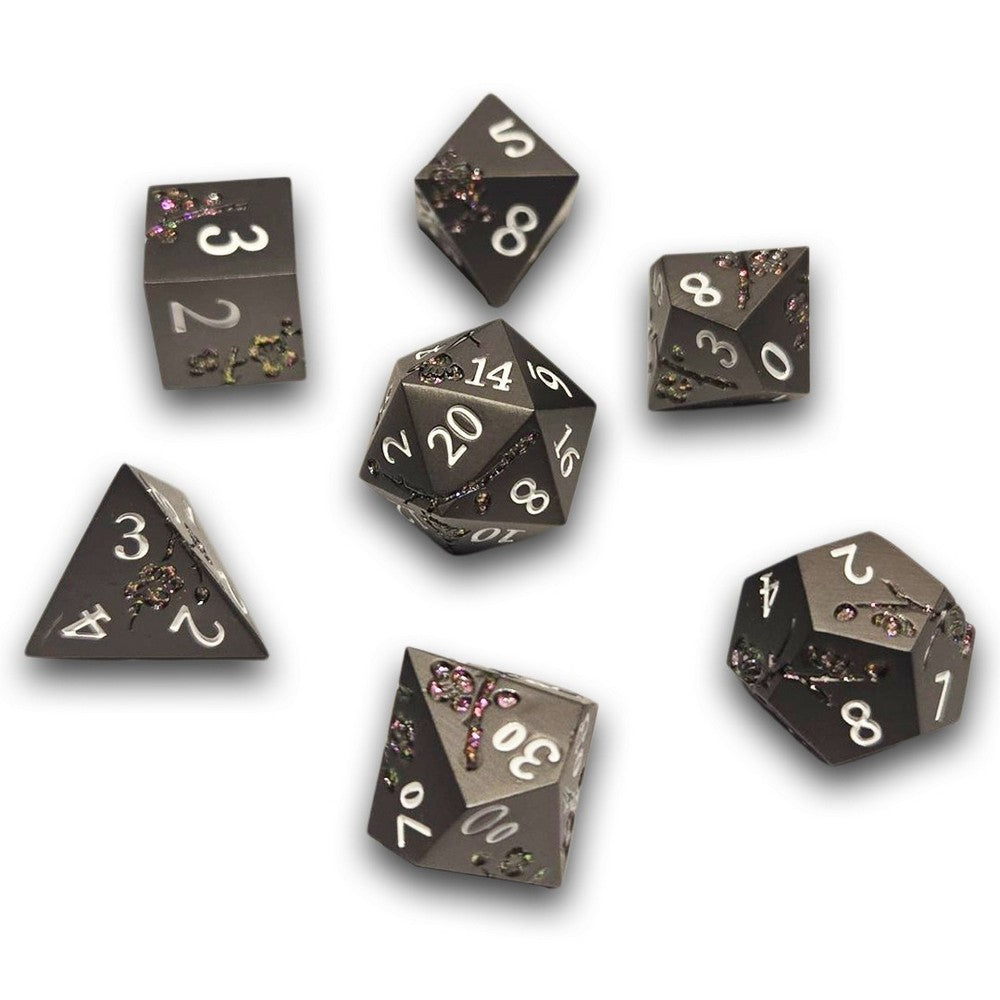 PREORDER Chronicle - Black Purple Sakura Metal Dice Set