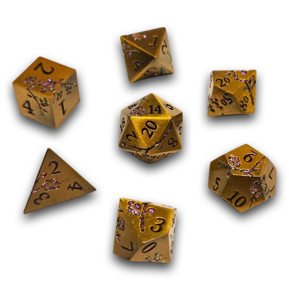 PREORDER Chronicle - Brass Purple Sakura Metal Dice Set