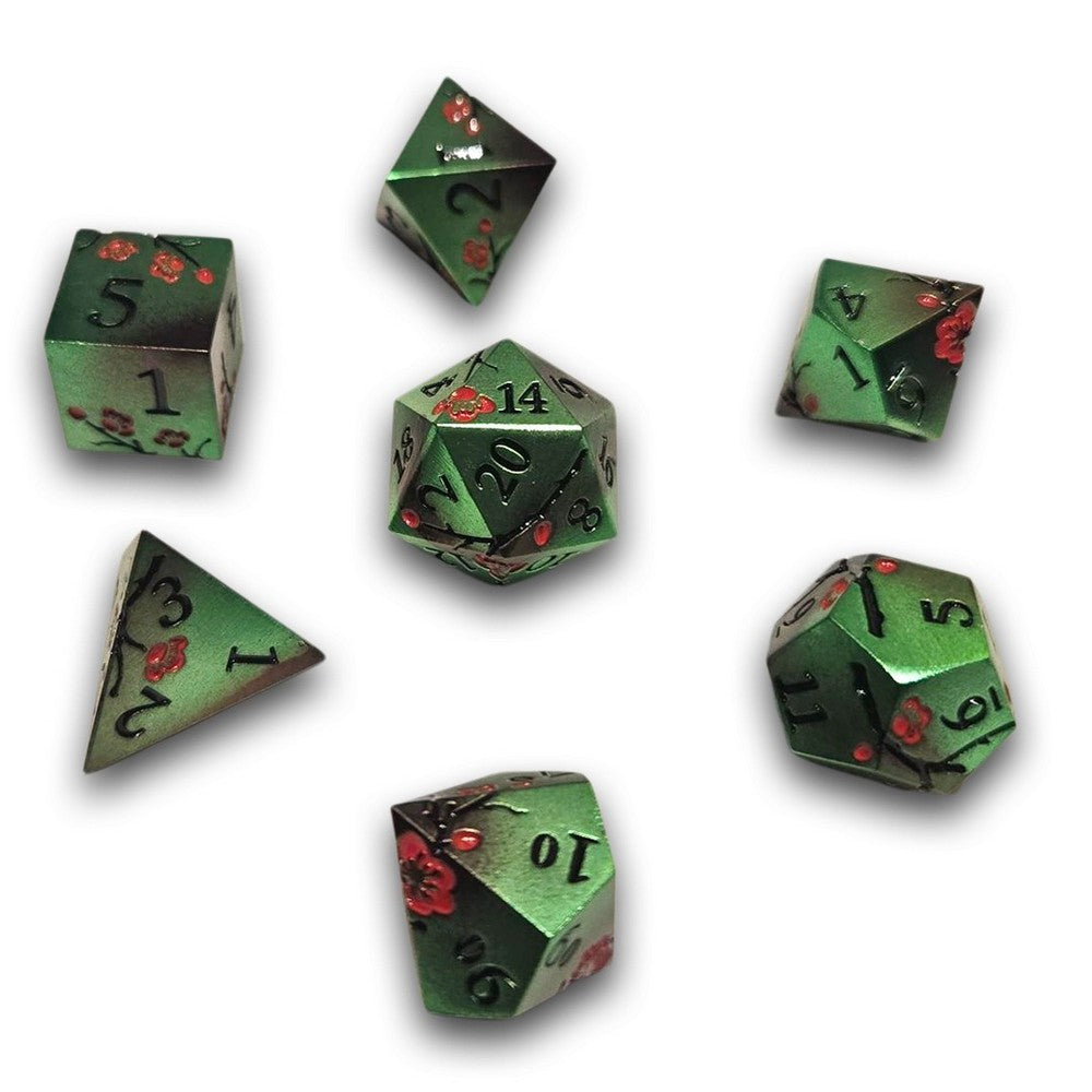 PREORDER Chronicle - Green Red Sakura Metal Dice Set