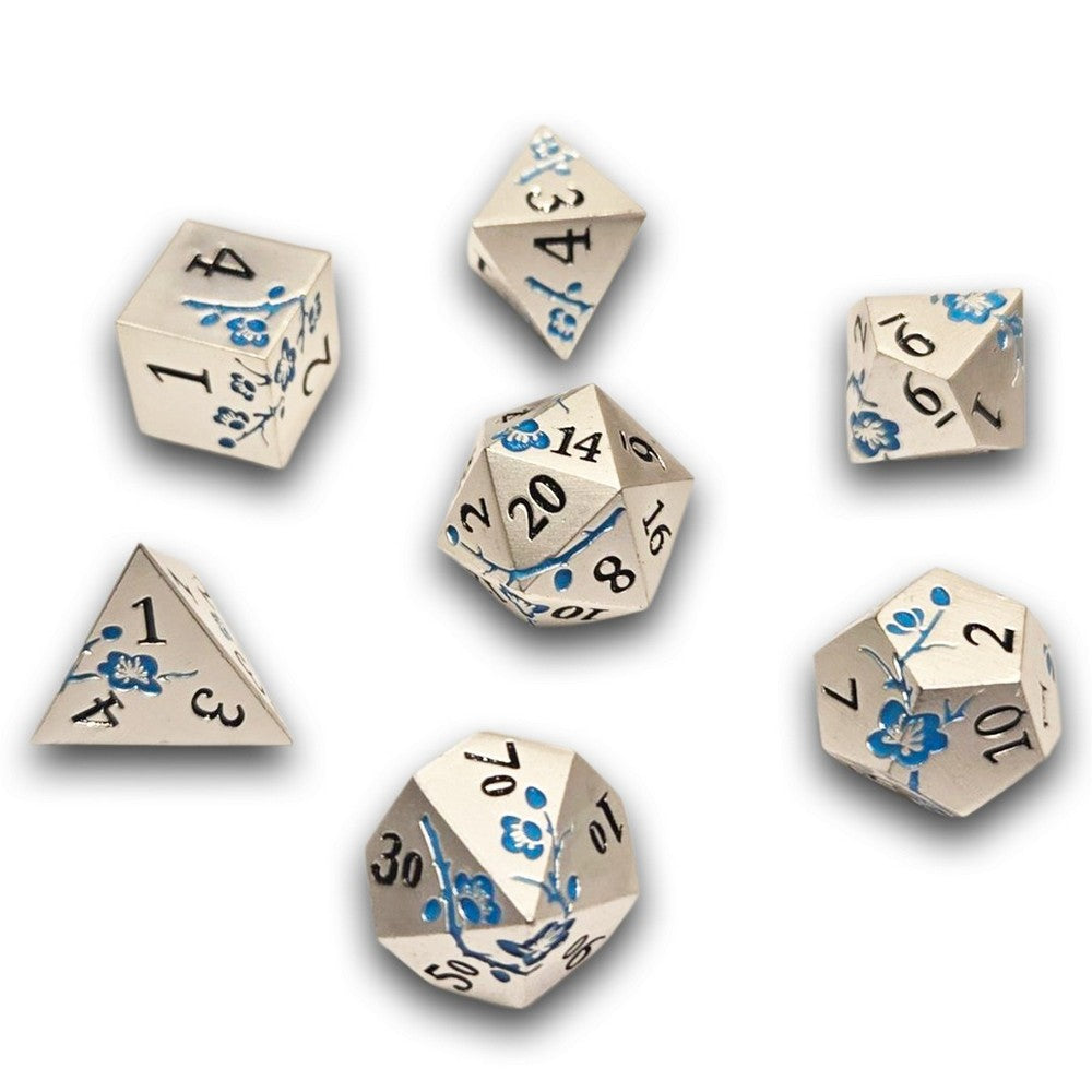 PREORDER Chronicle - Silver Blue Sakura Metal Dice Set