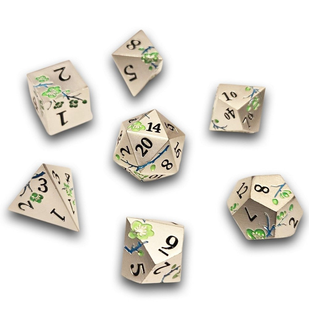 PREORDER Chronicle - Silver Green Sakura Metal Dice Set