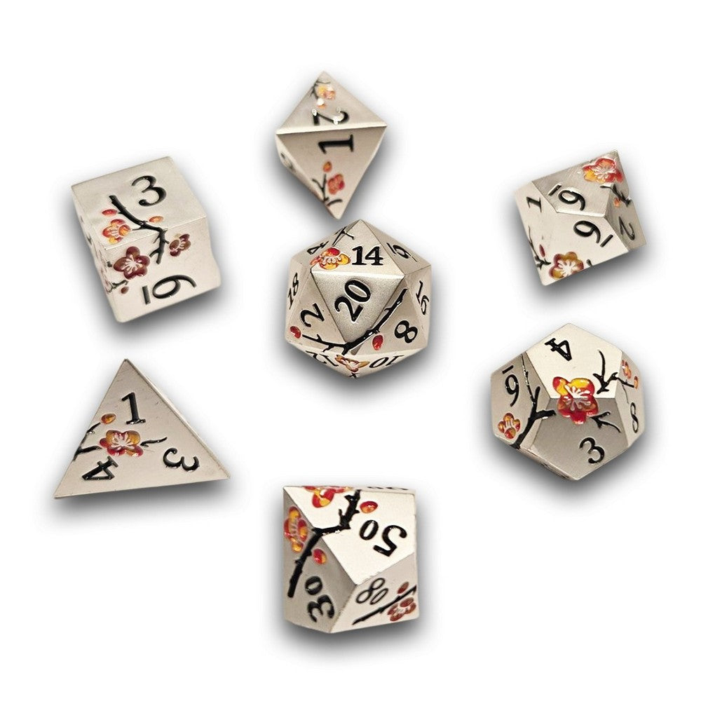 PREORDER Chronicle - Silver Red Sakura Metal Dice Set