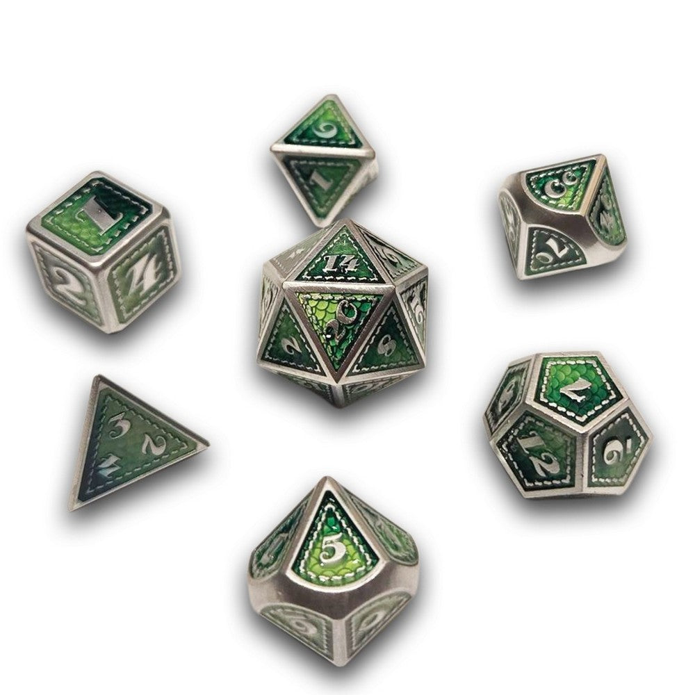 PREORDER Chronicle - Green Blue Scalemail Metal Dice Set